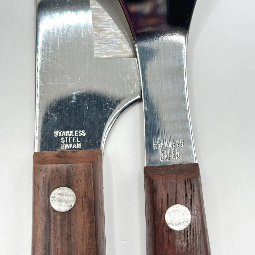 VTG Burnco Stainless Steel Japan Carving Set Rosewood Handles Knife Fork Boxed
